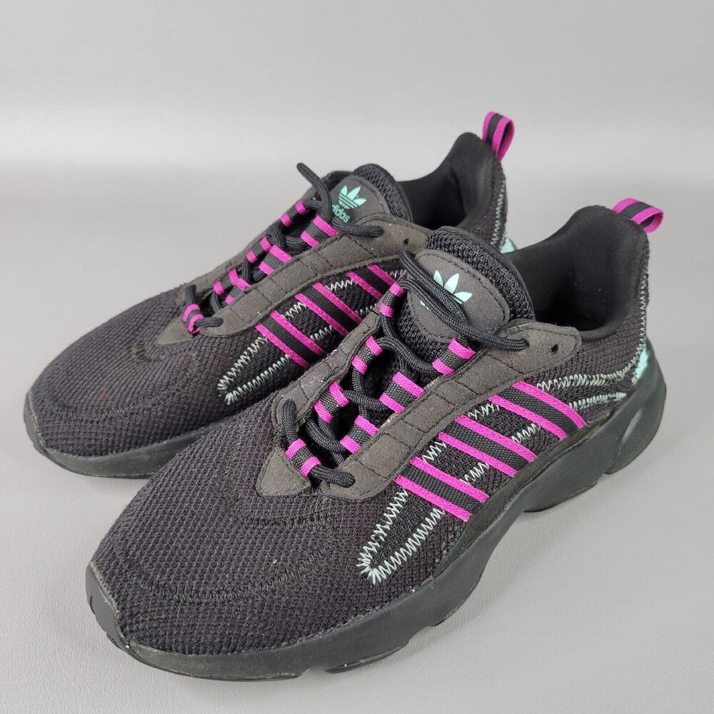 Adidas Womens Haiwee Running Shoes Lace Up Low Top Athletic Sneaker Black Size 7